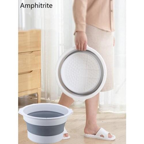Folding Foot Bath Bucket Tub Portable Barrel Bathroom Folding Plastic Massage Foot Gray Basin Household Items Collapsible