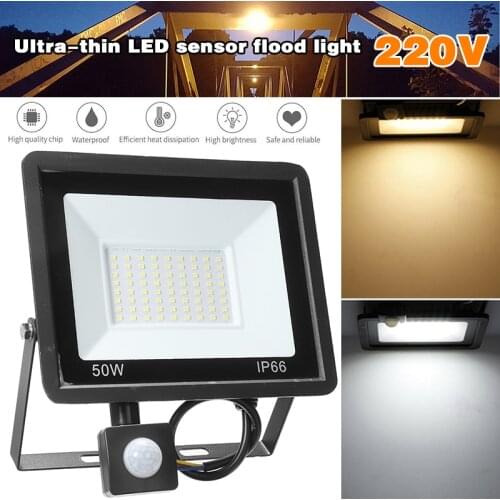 LED Floodlight 50W Outdoor Garden Security PIR Motion Sensor Wall Flood Light Waterproof Led Spotlight for Garden Wall Street