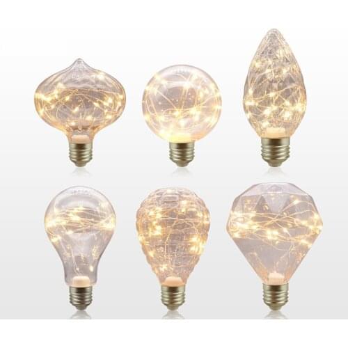 E27 LED Copper Wire Bulb Multi-style Retro Edison String Light Bulb A60 A80 G80 RGB Colorful Light Decor Holidays Night Light