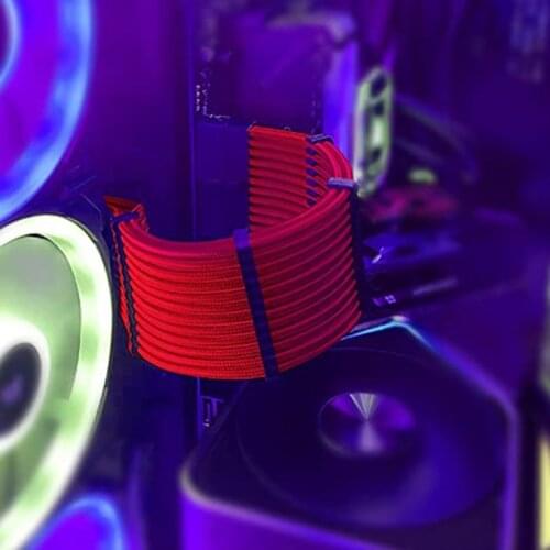 Female to Male 18AWG Sleeved PSU PC Extension Power Cord Cable Kits 1x AT X 24P 1x CPU 8P 2x PCI-E 8P with Combs