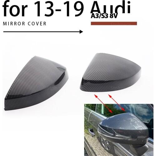 Carbon Fiber LookReplacement Side Mirror Cap Covers for Audi A3 S3 8V RS3 Glossy Pearl Black 2013 2014 2015 2016 2018 2017 2019