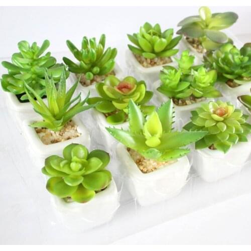Green Artificial Succulents Plants Home Living Room Decoration Plante Artificielle Desktop Ornament Small Fake Plants Bonsai