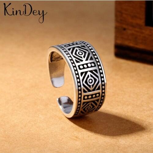 Kindey Personality Silver Color Geometric Rings for Women Jewelry Retro Big Antique Rings Girls Christmas Gifts Anillos