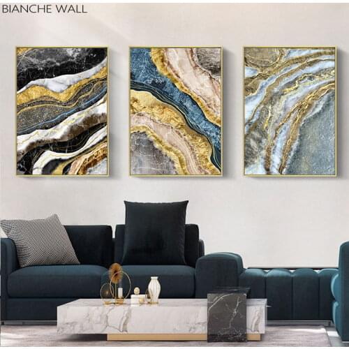Golden Marble Pattern Abstract Canvas Painting Nordic Poster and Print Contemporary Wall Art Picture Modern Living Room Decor