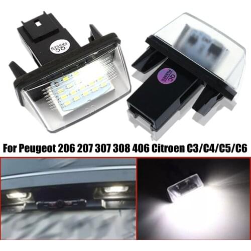 2Pcs License Plate Lights 18 LED Lamp For Peugeot 206 207 307 308 406 Citroen C3/C4/C5/C6