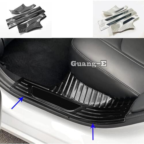 For Tesla Model 3 Model3 2018 2019 2020 Car Cover Inner Built Threshold Stainless Steel Pedal Door Sill Scuff Plate Parts 4pcs