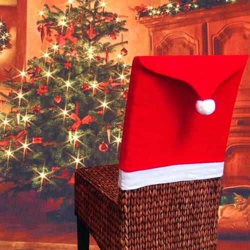 4pcs Christmas Chair Covers Santa Claus Hat Christmas Dinner Chair Back Covers Table Party Decor New Year Party Supplies 3