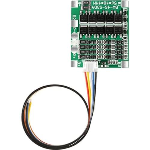 4S 30A 14.8V 18650 Lithium Battery BMS Protection Board Integrated Circuits with Balance Equalization 4S 30A Protect with Cable