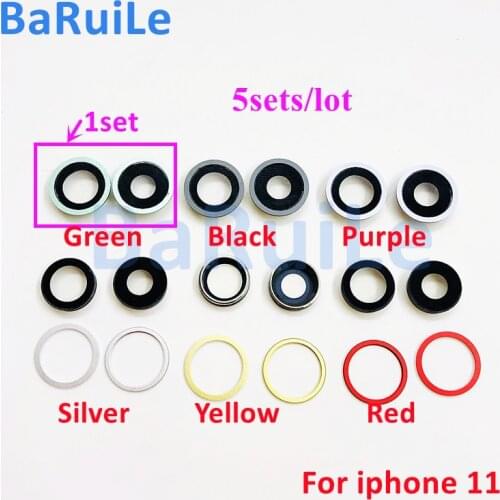 BaRuiLe 5sets Back Camera Lens with Frame For iPhone 11 Pro Max 12Pro 12mini Rear Camera iron Ring Bezel Cover Replacement Part