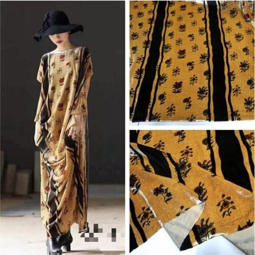 African silk Burnt-out flannel velvet fabric perspective silk fabric for dress clothing silk velvet fabric velour cloth width