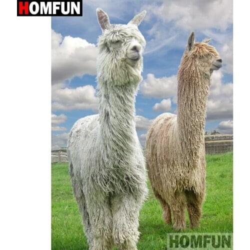HOMFUN DIY Diamond Painting "Animal alpaca" Full Drill Square Round Diamond Embroidery 5D Cross Stitch Decoration Home A26096