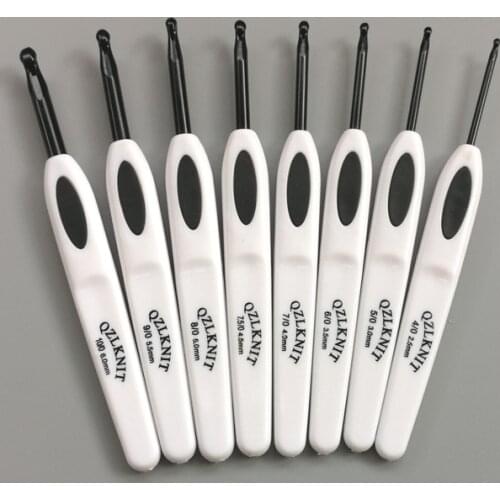 DONYAMY 2.5mm-6.0mm 8pcs/set Plastic Handle Aluminum Crochet Hook Knitting Needles