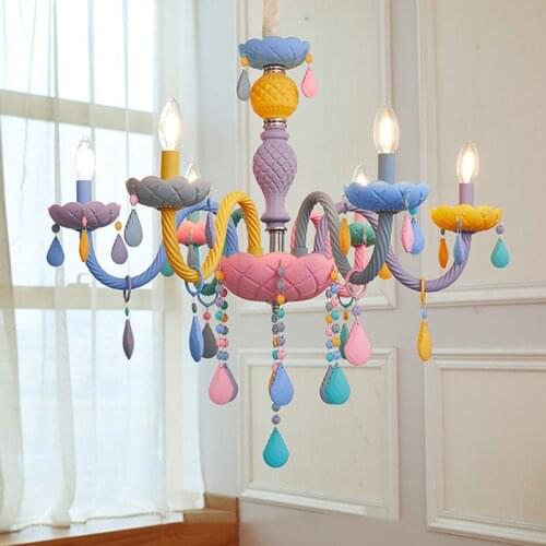 American Creative Glass Chandelier Living Room Children Bedroom Girl Princess Home Decoration Adjustable Boom Lighti