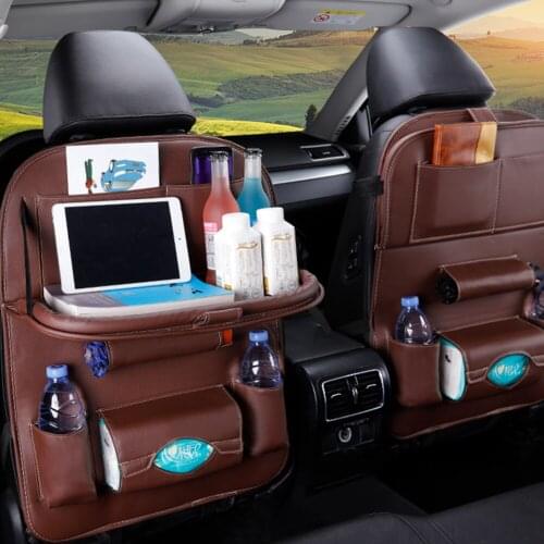 Car Organizer Storage Bag Back Seat Box PU Waterproof Foldable Multifunction Book Pad Tablet Tray Bear 3.3kg Trunk Travel Holder