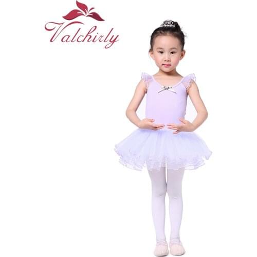 Valchirly Girls Ballet Dress,Kids Cotton Lycra Tutu Ballet Dress Gymnastics Leotard