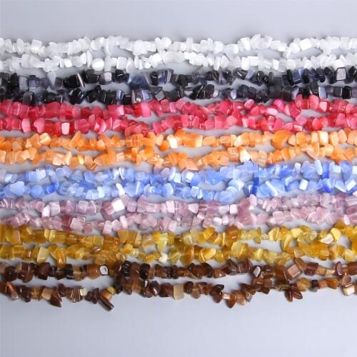 4-6mm Blue Pink White Cat eye Chips Shape beads Freeform Chip loose Stone Bead For DIY Necklace Bracelet Jewelry Making handmade