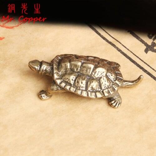 Pure Copper Turtle Statue Desktop Ornaments Vintage Brass Tortoise Miniatures Figurines Toy Model Home Decorations Accessories