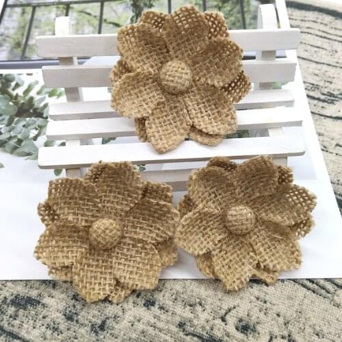 1PCS Handmade Natural Jute Burlap Hessian Flower DIY Craft Supplies Vintage Favor Rustic Wedding Decoration Centerpieces