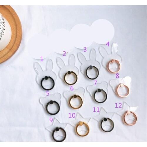 UVR Transparent Star Rabbit Bear Finger Ring Smartphone Phone Stand Holder Mobile Phone Holder Stand For iPhone Huawei All Phone