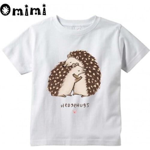 Childrens Hedgehog Hug/Kiss Design T Shirt Kids Great Casual Short Sleeve Tops Boys and Girls Funny Animal T-Shirt