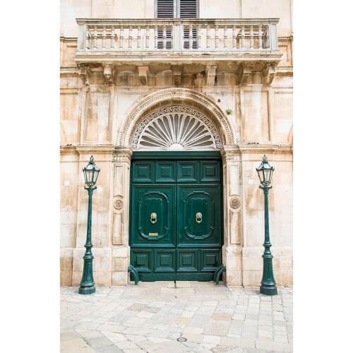 Photography Backdrop Vintage Wall Dark Green Door Lamp Vinyl Background for Baby Pets Portrait Children Photocall Photo Studio