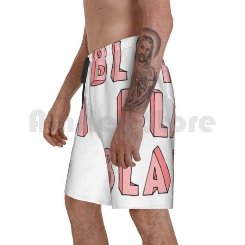Blah , Blah , Blah Beach Shorts Men Beach Pants Swim Trunks Letters Names Phrases Verses Number Red Green Yellow Pink