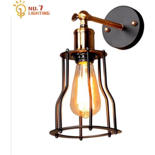 American Retro Vintage Iron Art Metal Wall Lamp Led E27 Industrial Wall Mounted Home Decor Salon Bar Cafe Background Bedroom