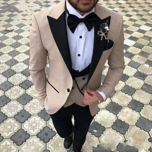 Fantastic One Button Groom Tuxedos Groomsmen Peak Lapel Mens Suits Blazers (Jacket+Pants+Vest+Tie) W:1191