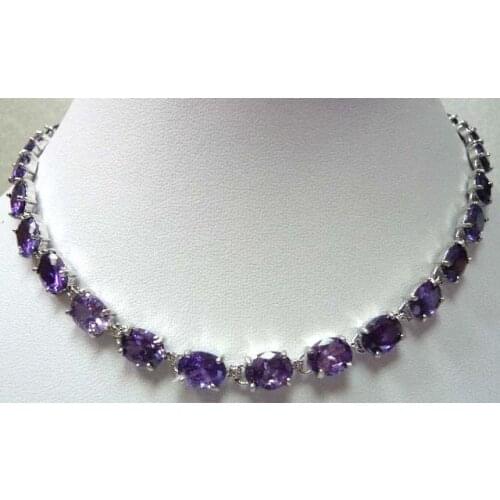 Noblest 7*9mm purple Cubic zirconium bead 18KGP necklace 18 inch