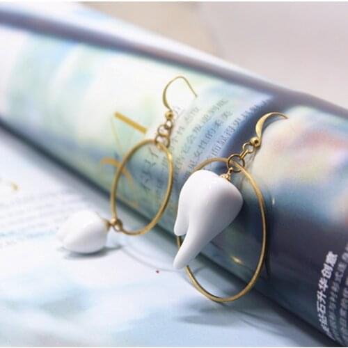 New Design Asymmetric Geometric Circle Big Teeth Dangle Earrings For Women Unique Jewelry Friends Gift