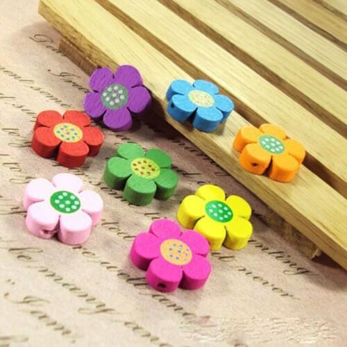 Wholesale 19mm 20pcs Multicolor Wooden flower Spacer Loose beads Fit Children Handmake DIY Accessory KL190