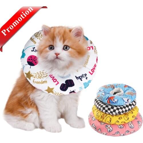 Pet Cat Collar Adjustable After Surgery Dog Neck Cone Recovery Collar Medical Supplies Anti-Lick Soft Cotton Cover Collar