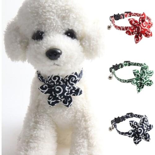 Floral Printed Pet Collar Adjustable Personalized Polyester Pet Collars For Small Medium Large Dogs Pet Walking Belt Accessories