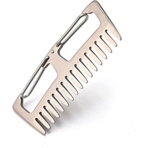 Outdoor Mini Portable Titanium Alloy Comb EDC Titanium Comb EDC Outdoor Small Hanging Buckle Multi Tool