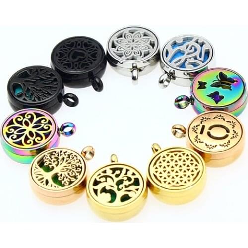 Boshi Diffuser Necklace For Women Stainless Steel Jewelry Rose Gold Black 12mm Essential Oil Aromatherapy Perfume Locket Pendant