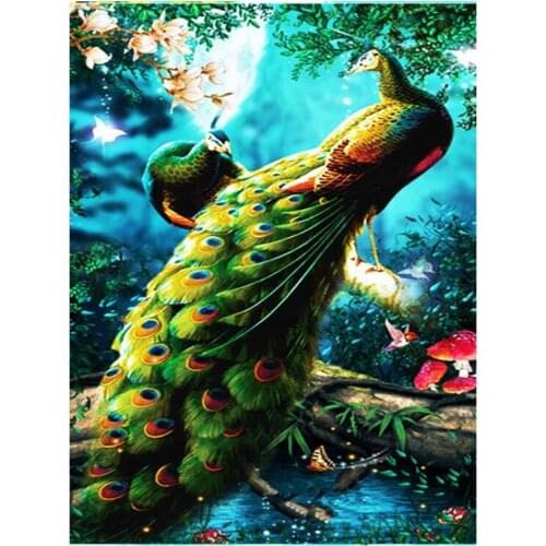 Scenery Birds Diamond Embroidery Painting Peacocks Mosaic Rhinestone Stickers Wall Decor New Arrival Puzzle Picture Diamond Dots