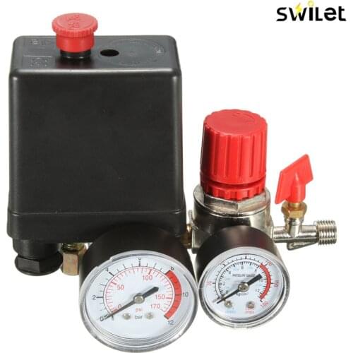 Air Compressor Pressure Valve Switch Manifold Relief Regulator Gauges 7.25-125 PSI 240V 15A Popular