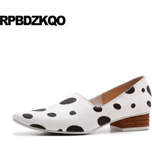 Runway Size 9 Slip On Designer Shoes Women Luxury 2018 Black And White Polka Dot Round Toe Dress Celebrity Low Heel Horsehair