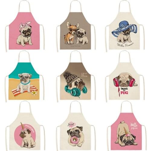 1PCS Cartoon Cute Anime Dogs Cotton Linen Apron Mens and Womens Kitchen Apron 53*65CM WQL0152