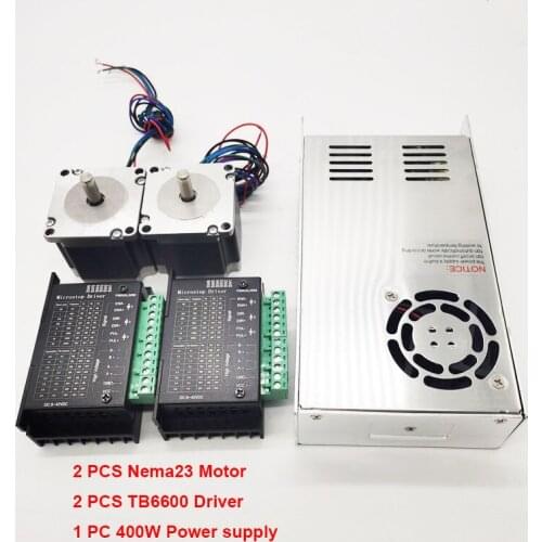 2PCS Nema23 57mm 1.2Nm/1.8Nm Stepper Motor + 2PCS 9-42V DC Driver + 1PC 400W DC36V Power supply