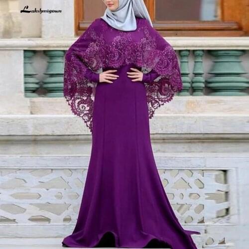 Modest Muslim Arabic Mother of Bride Groom Dresses With Wrap High Neck Long Sleeve Appliqued Long Formal Evening Gowns For Weddi