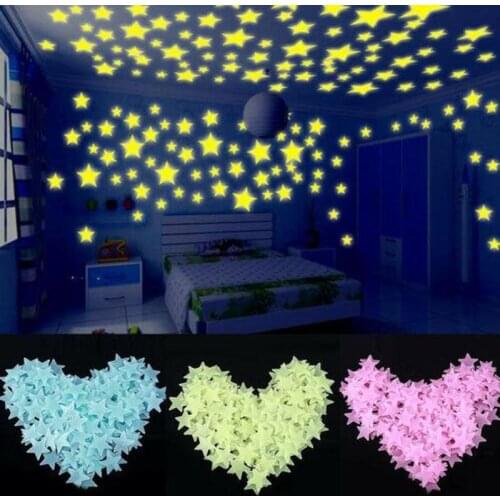 3D Star Luminous Wall Stickers Energy Storage Fluorescent Glow In The Dark DIY Wall Sticker Decals for Home Kids Bedroom Decor