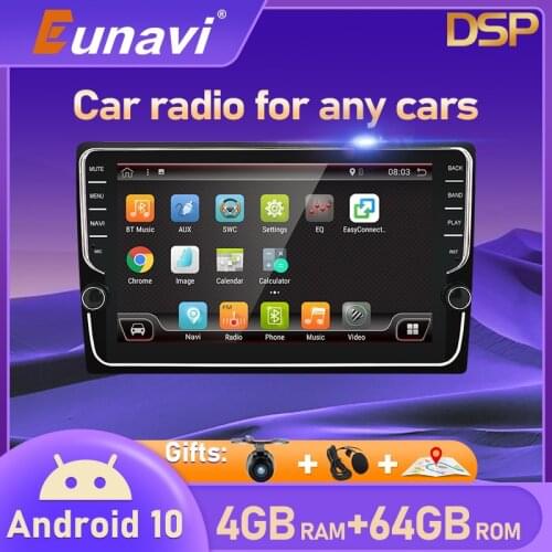 Eunavi 2 Din Android 10 universal Car Radio Stereo Multimedia 2din GPS Navigation Audio tda7851 autoradio video 4G 64G PX6