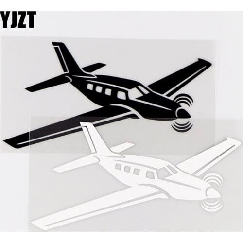 YJZT 14.2×7.3CM Single Engine Propulsion Aircraft Funny Airplane Vinyl Car Stickers Decals Black / Silver 10A-0452
