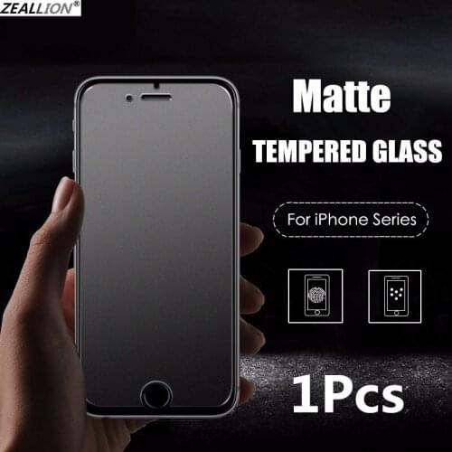 Zeallion 1Pcs for iPhone 5 6s 7 8 Plus X XR XS 11 12 mini Pro Max No Fingerprint Matte Tempered Glass Screen Protection Film