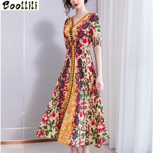 100% Real Silk Summer Dress 2020 Vintage Elegant Maxi Floral Dress Women Clothes Ladies Dresses Party Korean Dress vestidos
