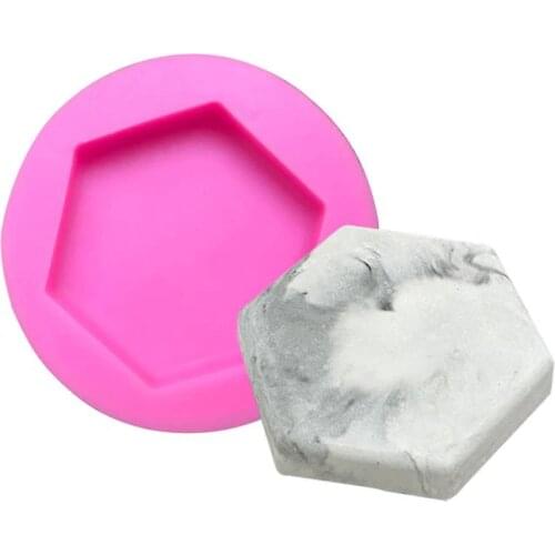 1pc DIY Stone Plaster Silicone Mold Hexagonal Fruit Plates Concrete Dish Aromatherapy Base Silicone Mold Ornaments Base Mould
