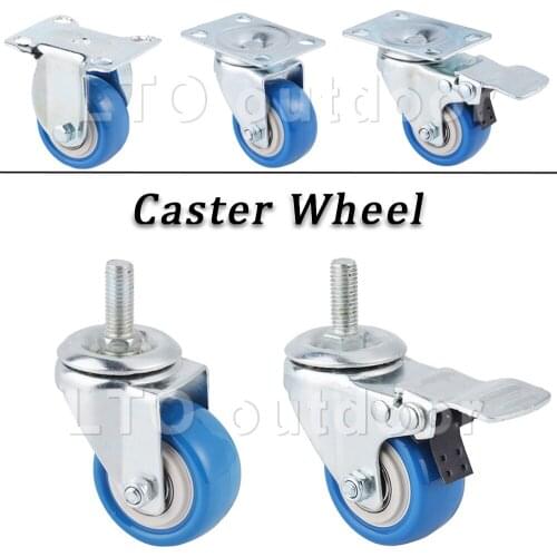 1PCS PVC Heavy Duty Blue Universal Caster Wheel Silent Doule Bearing For Industrial Office Equipment Furniture Accessories