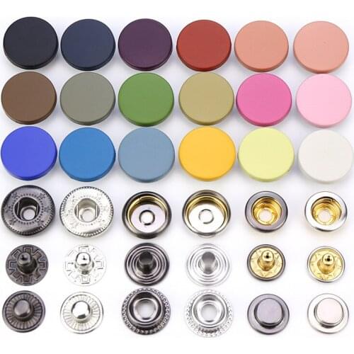 100sets 15mm Snap Button Zinc Alloy Rustproof Metal Press Studs Sewing Button Fasteners Sewing Leather Craft Accessories
