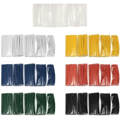 100Pcs Hot sale Polyolefin Halogen-Free 2:1 Heat Shrink Tube Tubing Sleeve for Wrap Wire Sleeve Cable Sleeving Kits 7 Color